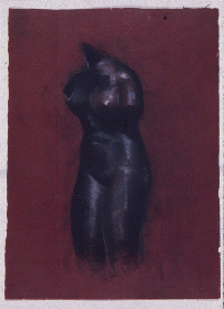 Richard Hyatt Men, Women, and Boats Basalt Aphrodite Conte Crayon on Handmade Paper